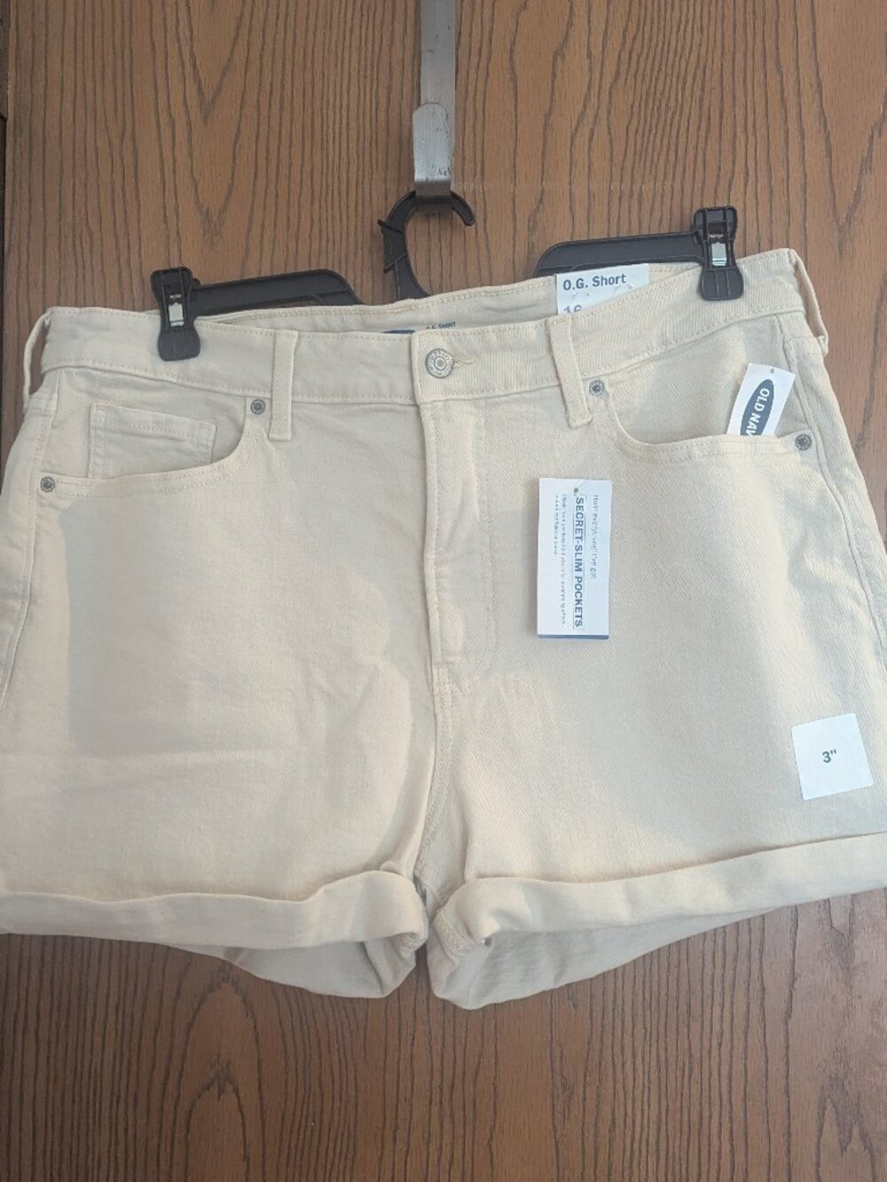 NWT High Rise 3" Inseam O.G. Khaki Beige Cuffed Shorts w/‎ Pockets-16